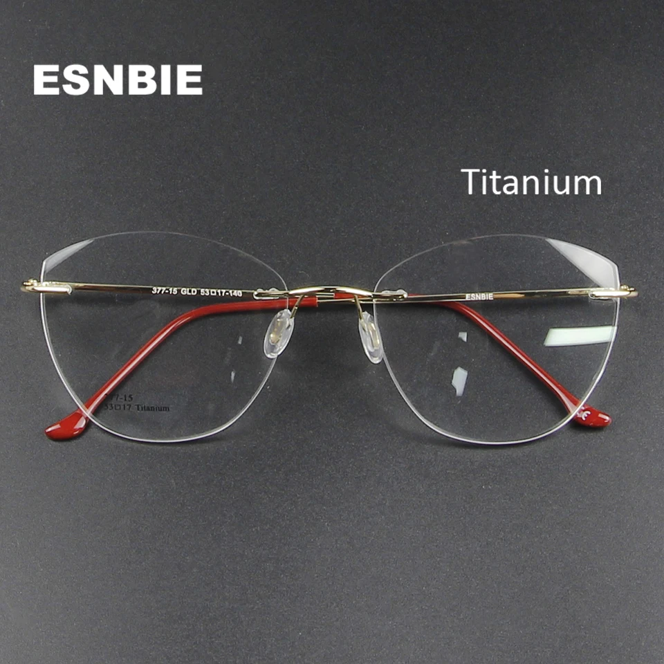 Ultralight Titanium Rimless Eyeglasses Frame For Women Light Gold Cat Eye Female Frame Glasses Frameless Optical Eyewear