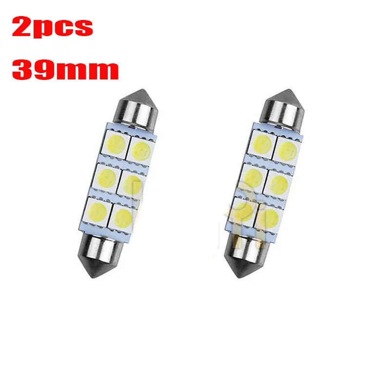 2pcs C5W 6 Led White Festoon  Dome Light 5050 SMD LED Car Auto Interior Light Door Lamp 12V light Reading Lamp Map 39mm