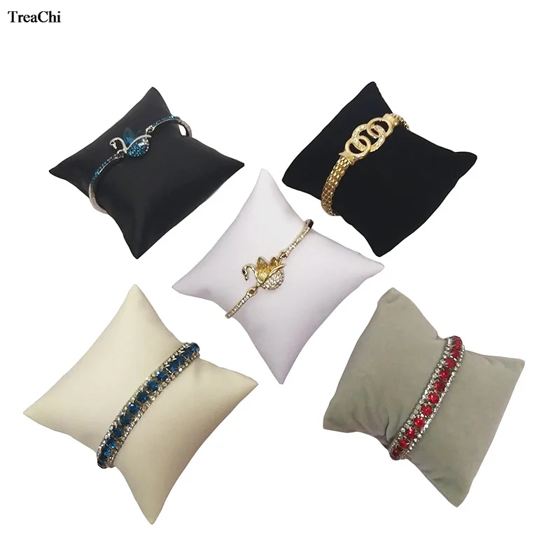 Présentoir de bijoux en velours, présentoir de bijoux, support d\'oreiller, support de rangement de Bracelet, support de rangement de Bracelet en PU,