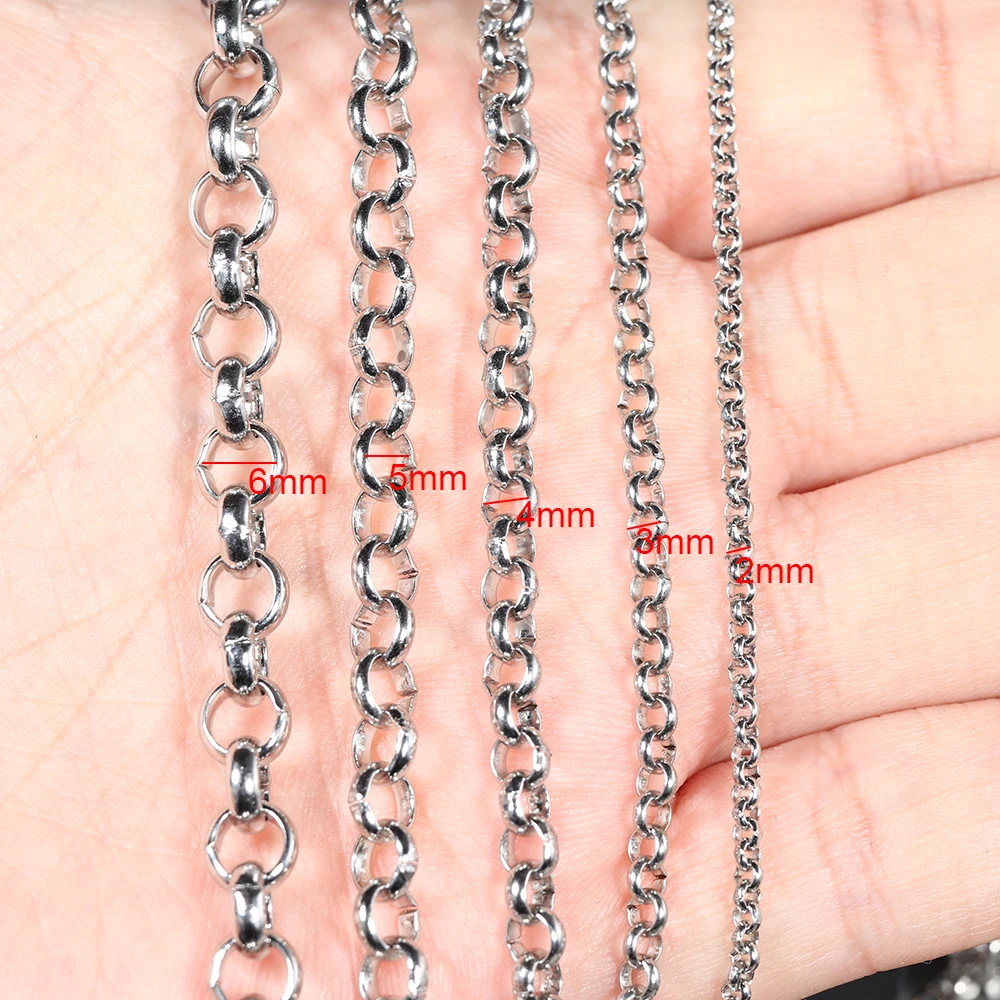 Cadenas BL de acero inoxidable de 2 metros, cadena de eslabones a granel, colgante DIY, collar, hallazgos de joyería, suministros de accesorios para