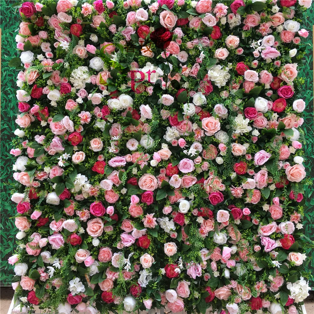 SPR Custom White Pink Wedding Supplies Decoration Rose Hydrangea Backdrop Silk Artificial Decorative Flower Wall Panel