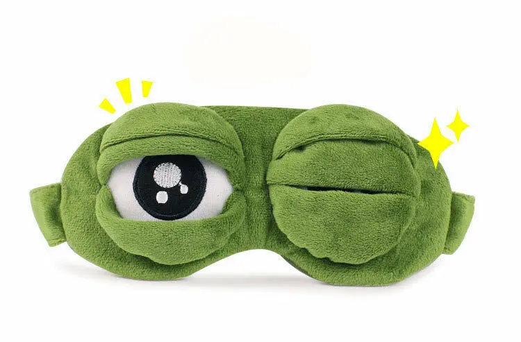 New arrival  Fashion Kawaii Travel Sleep Eye Mask 3D Sad Frog Padded Shade Cover Sleeping Closed/Open Eye Funny Mask Adult/Kids