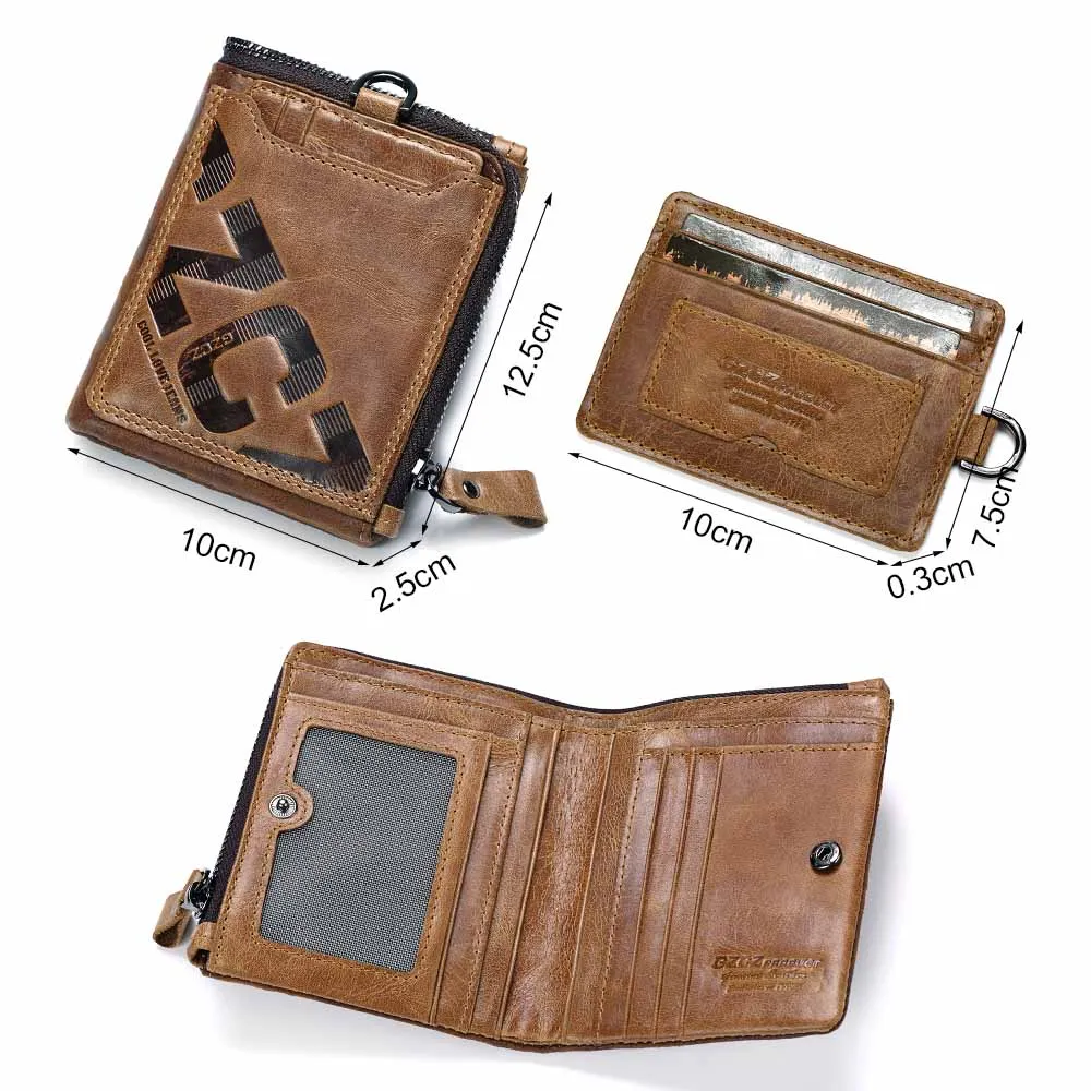 KAVIS Crazy Horse Genuine Leather Wallet Men Coin Purse Male Cuzdan Walet Portomonee PORTFOLIO Perse Small Pocket money bag