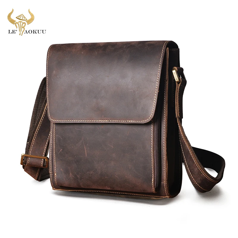 Hot Sale Crazy Horse Leather Design Shoulder Messenger bag Cowhide Cross-body Bag 8