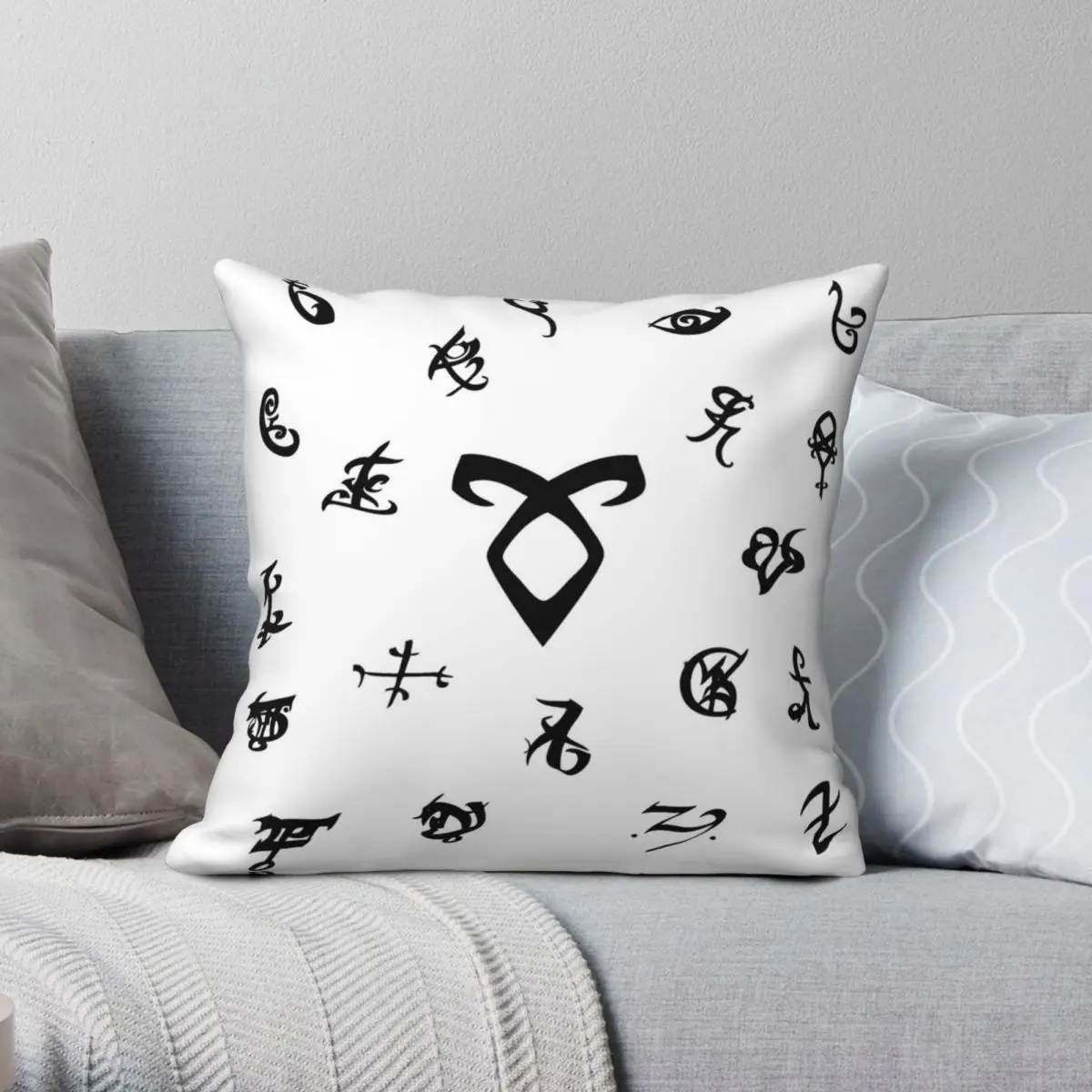 Runes Square Pillowcase Polyester Linen Velvet Printed Zip Decor Pillow Case Home Cushion Cover