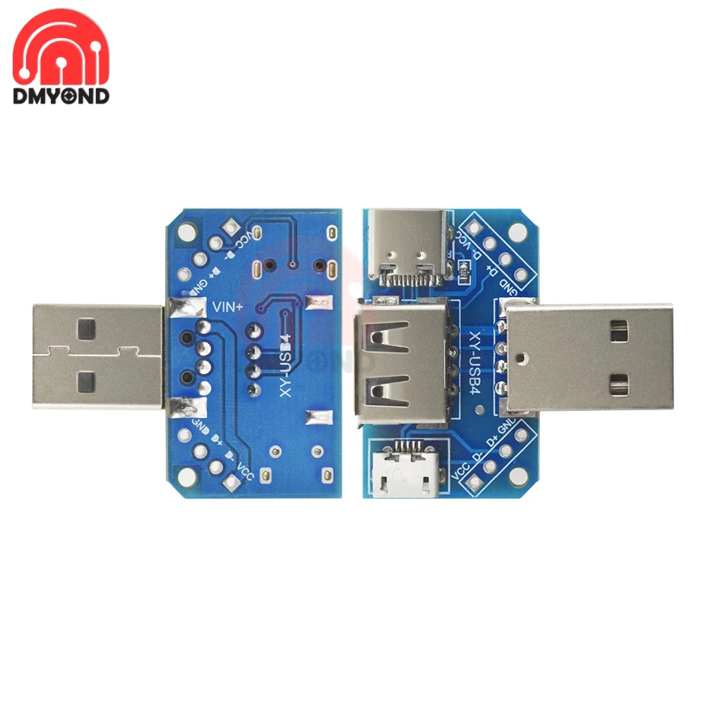 USB to MICRO to TYPE-C Adapter Board 4Pin 4P USB 2.54mm Male to Female Straight Plug Connector PCB Converter Breadboard Module