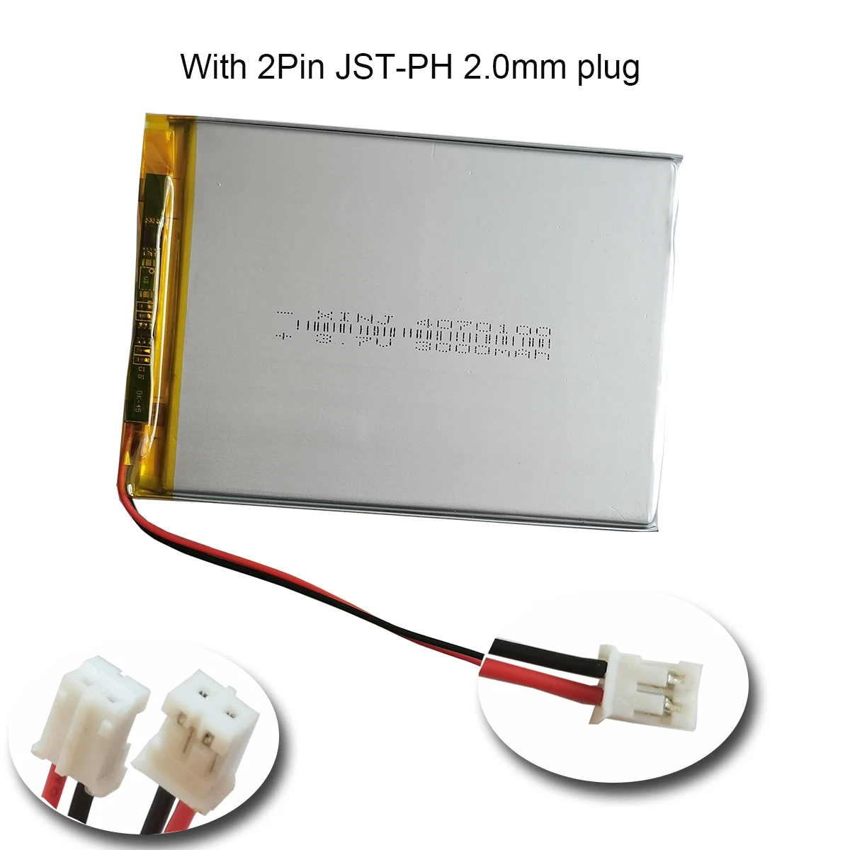 3.7V 3000mAh 11.1Wh Rechargeable Polymer Li Lithium Battery 4070100 JST 2pin 1.5 2.0 2.54mm For GPS Reader Bluetooth Tablet PC