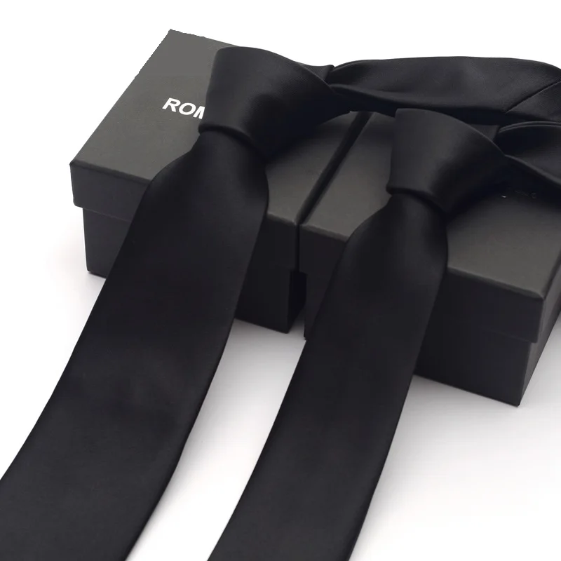 

Brand New Men's High Quality Fashion 6CM 8CM Slim Necktie Romantic Wedding Groom Black Neck Tie for Men Pack with Gift Box