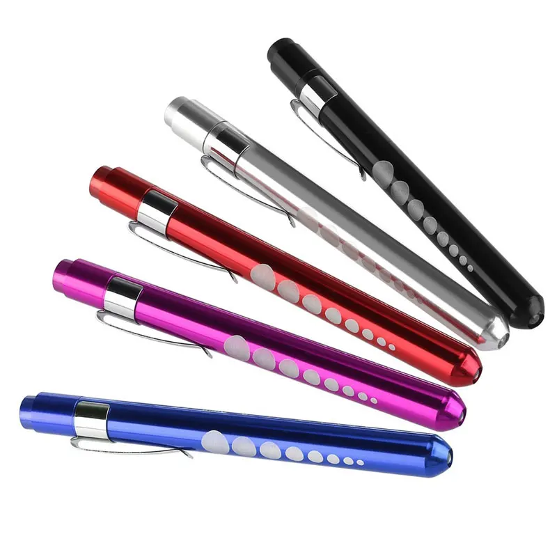 TopCom Pocket Mini Penlight Medical Surgical LED Flashlight Torch Light Nurse Pen Light With Pupil Gauge Measurements Metal Clip