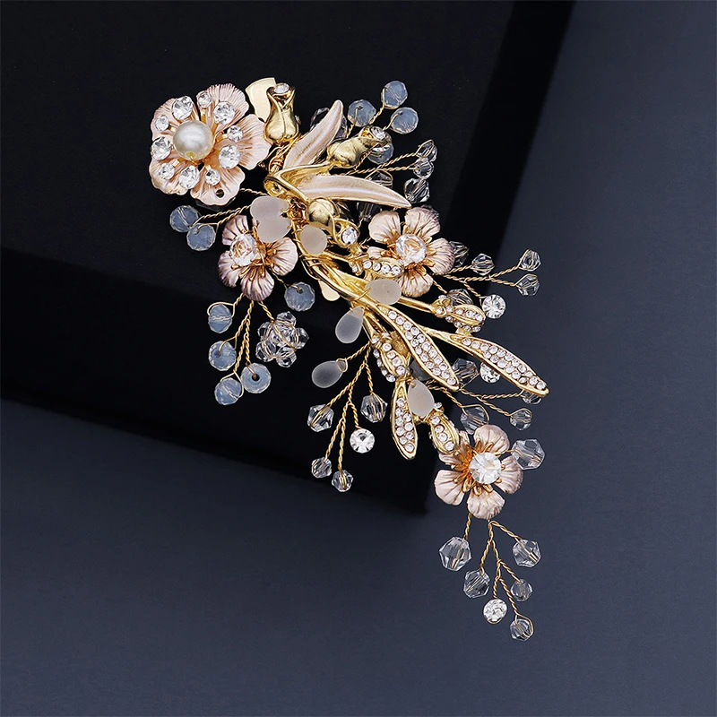 Hair Ornaments Wedding Fashion Headdress For Bride Handmade Wedding Crown Floral Pearl Hair Accessories