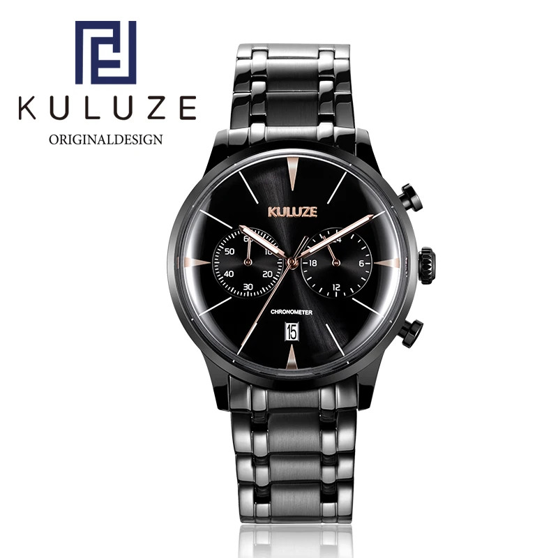 KULUZE Casual Sport Watches for Men Top Brand Luxury Leather Wrist Watch Man Clock Fashion Chronograph Wristwatch