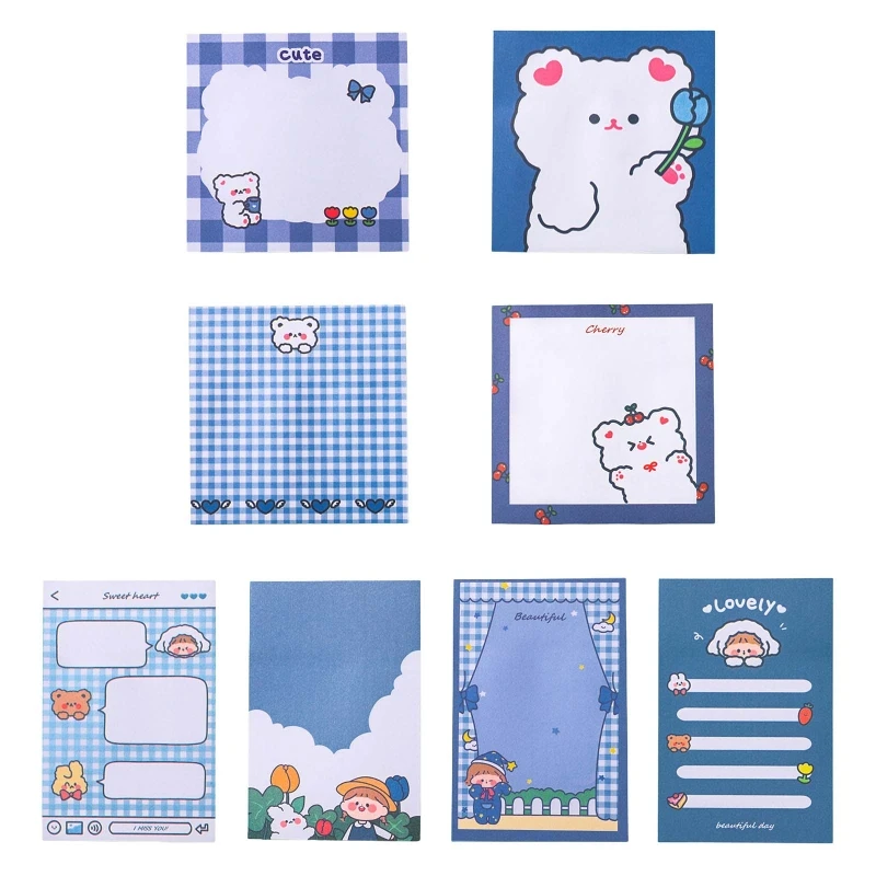 

80 Sheets Notes Papers for Fridge Laptop Book Square Sticky Notes Cartoon Notes Pad Mini To-do-list Pad for Kid Student