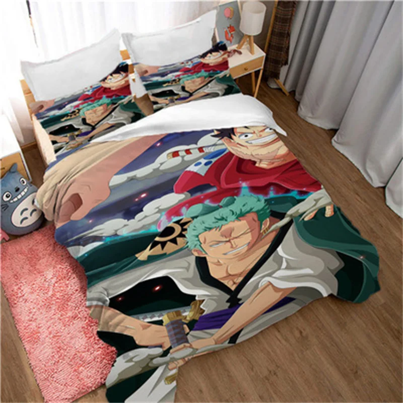 Anime Bedding Set Boy Like Luxury Queen King Size 3D Digital Printing Sanded Cartoon Cute Dormitory Quilt and Pillowcases