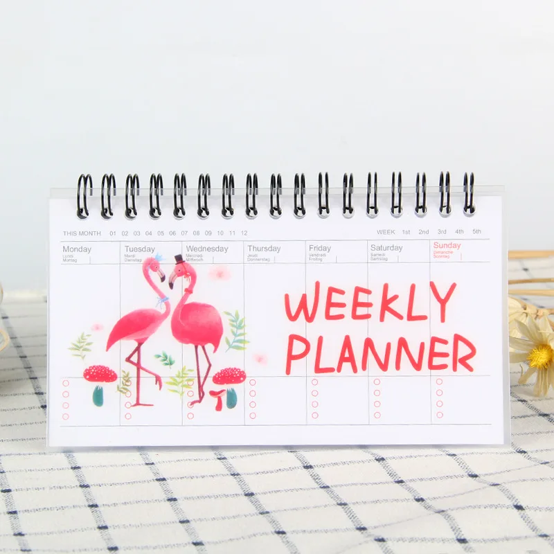 Flamingo Notebook Cartoons Weekly Planner Agenda Monthly Kawaii Libreta Planificador To Do List Semanal Carnet Cahier Notepad