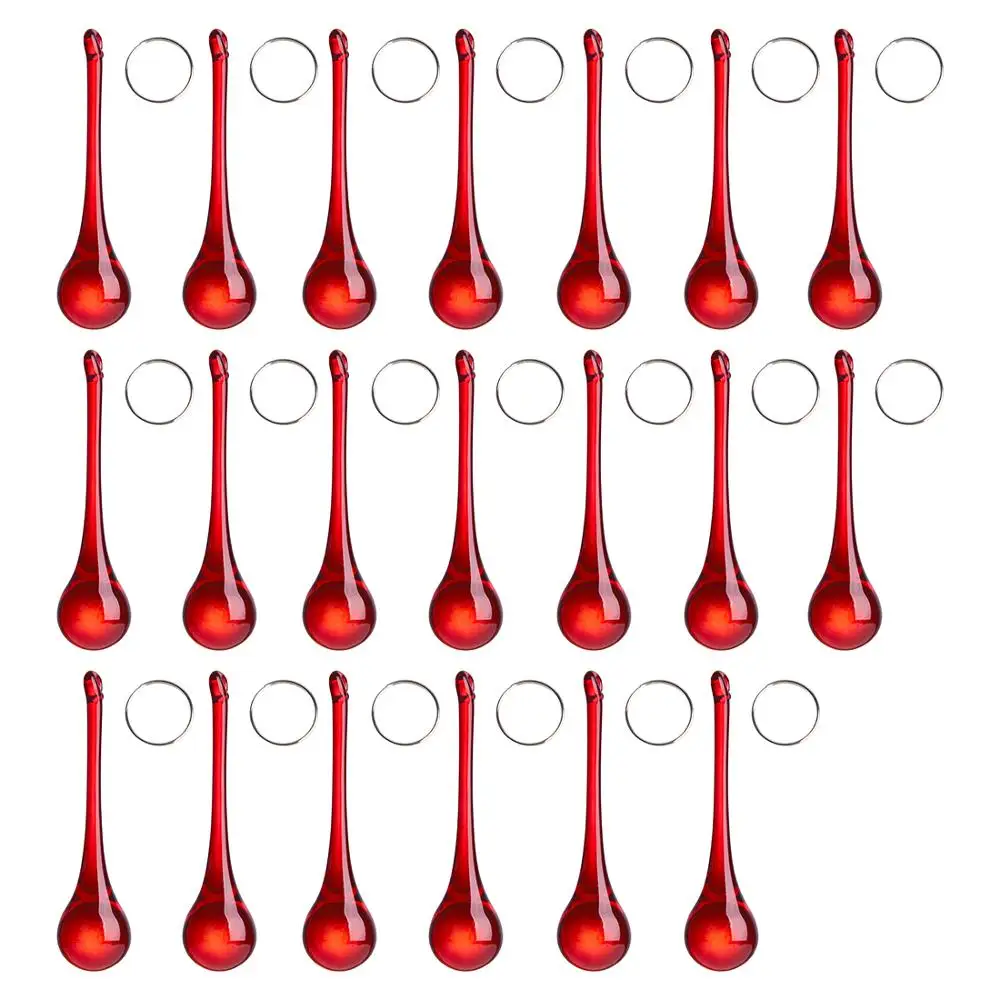 20 Pcs Red Crystal Pendant Drop Bead Strands Curtain Handmade Suncatcher Chandelier Candelabra Lamp Home Decoration Accessories