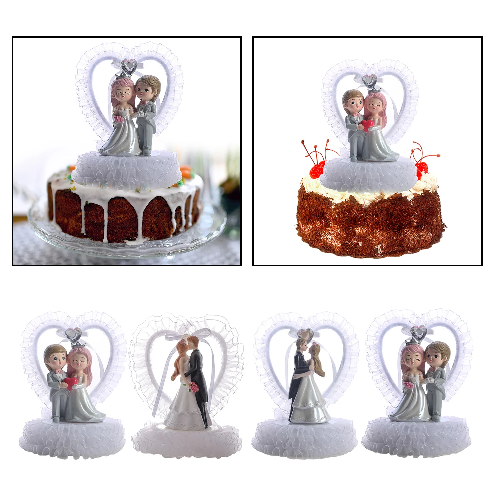 Modern and Simple Groom Bride Marry Resin Character Wedding Ornament Cake Topper Couple Characters Valentine Gifts