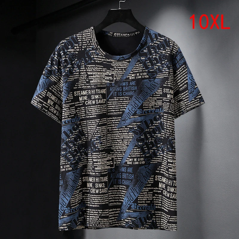 Oversize T-shirts Men Big Size 10XL Tops Tees Summer Hip Hop Casual Letter Print Tshirts Plus Size 9XL10XL Clothes HX365