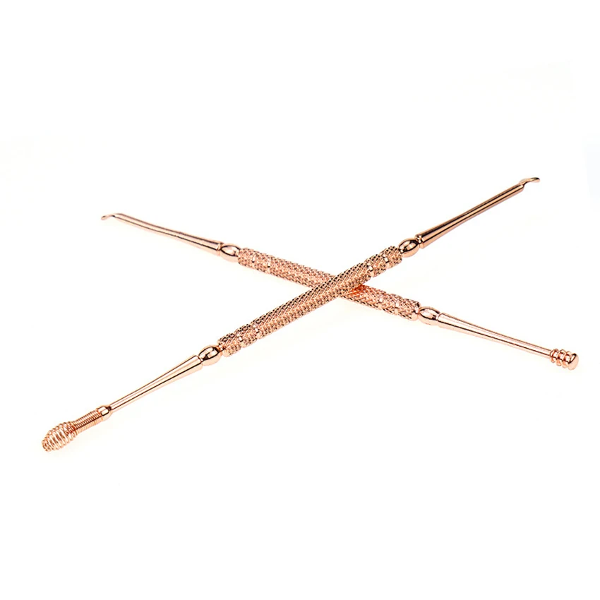 2PCS/Set Ear Pick Earwax Removal Kit Rose Gold Ear Cleansing Tool Set, Ear Curette Ear Wax Remover Tool with Storage Box