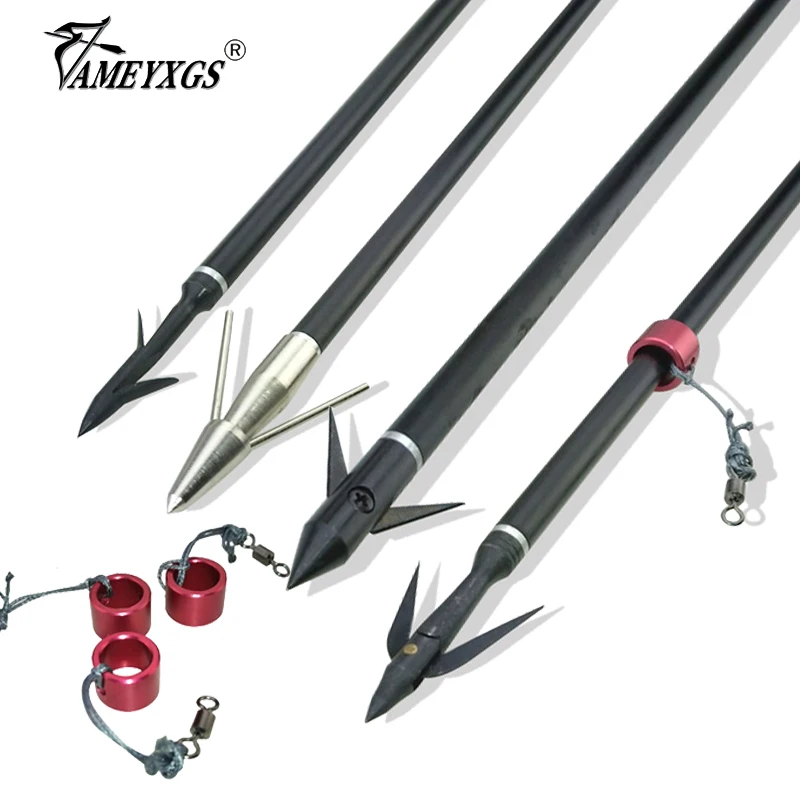 Archery Fishing Glassfiber Arrows Spine 500 Arrow Tips Head Point Safety Slide Hunting Fishing Detachable DIY Accessories