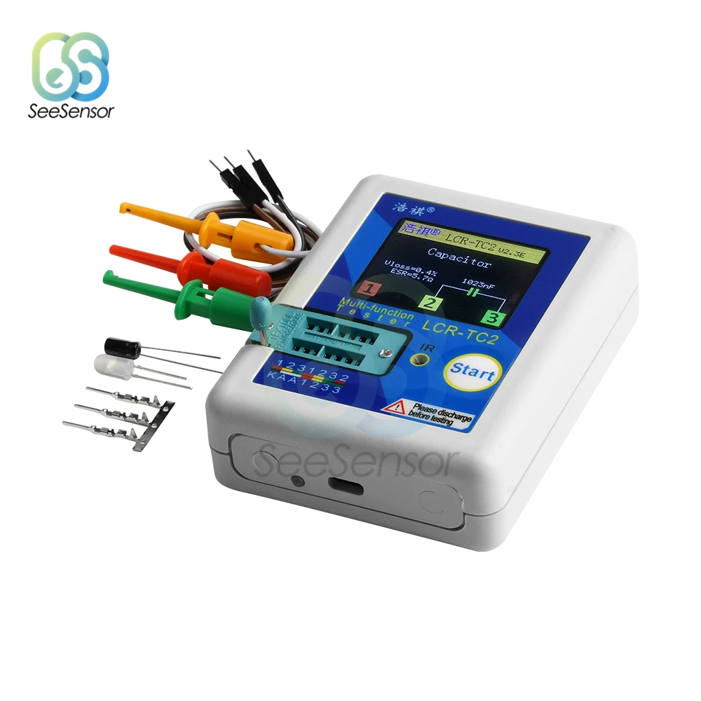 ใหม่ LCR-TC2จอแสดงผล LCD มัลติมิเตอร์เครื่องทดสอบทรานซิสเตอร์ Diode Triode ตัวเก็บประจุตัวต้านทานเครื่องวัด ESR LCR NPN PNP MOSFET