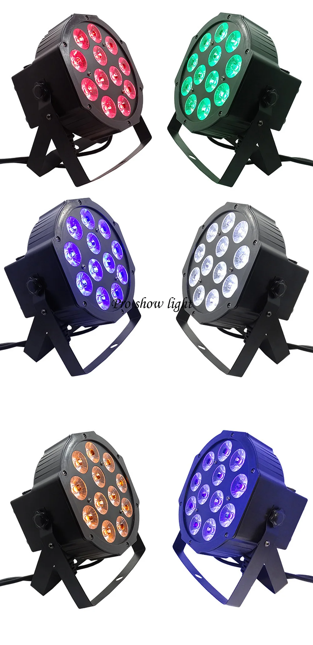 Lot de 4 lumières LED plates 12x18w RGBWAUV, DMX/télécommande, éclairage de scène, Disco, fête