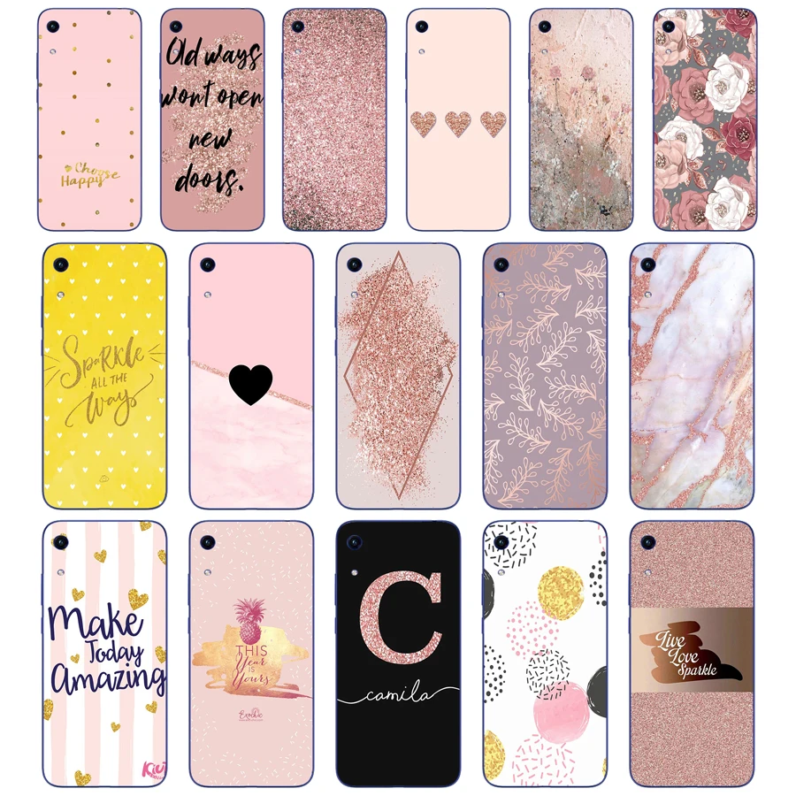 331FG Gold Rose Glitter Love Soft Silicone Tpu Cover Case for Huawei Honor 8A 9A 8S 9S Pime 10i 20i Case