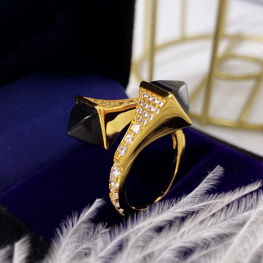 HIBRIDE Adjustable Geometric Multi Layers Cubic Zirconia Large Wedding Party Women's Rings Dubai Accessories N-1928