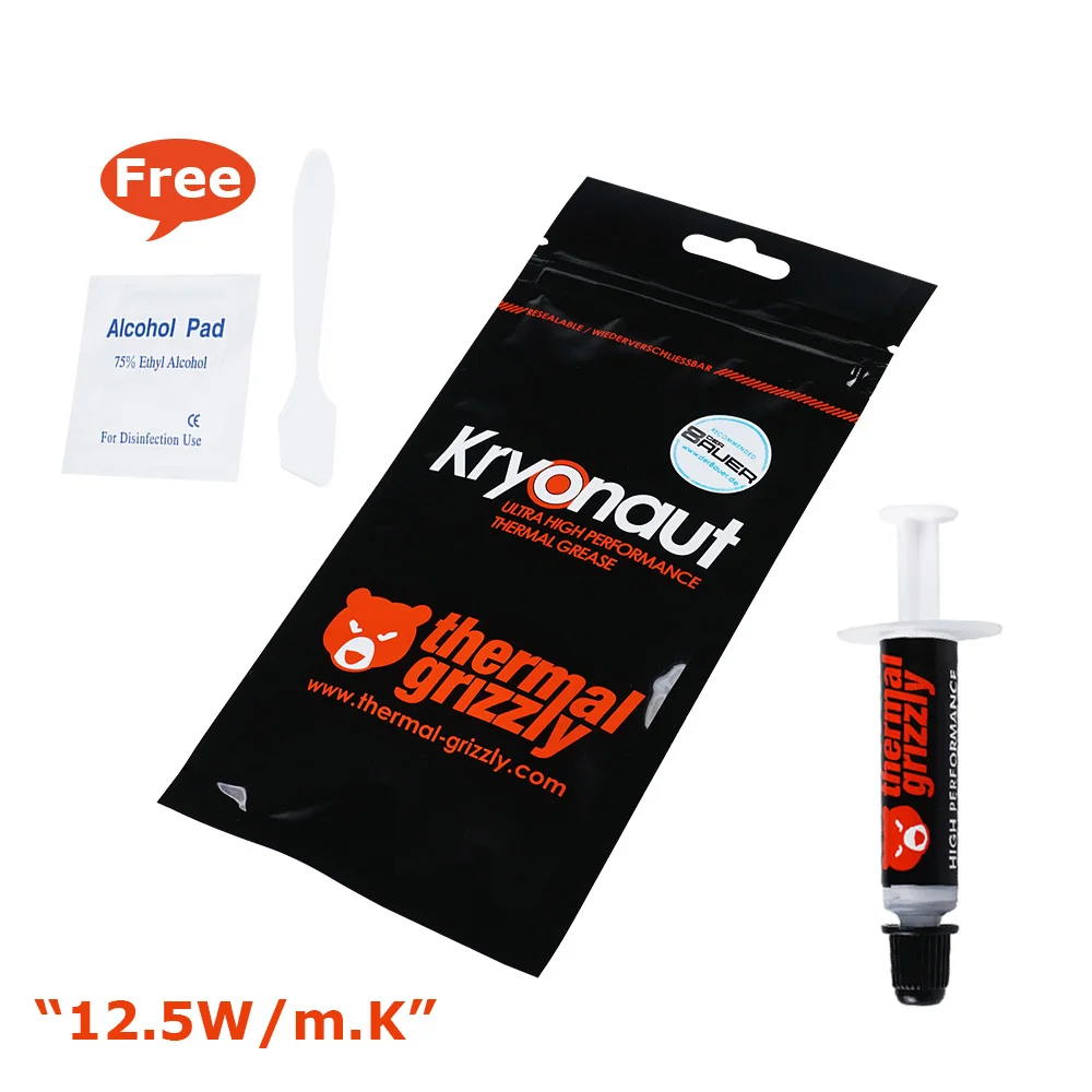 Thermal Grizzly Kryonaut Paste Cooler Grease 12.5W/m.k  Cooling Conductive Heatsink Plaster With/No Certificate 2 Editions