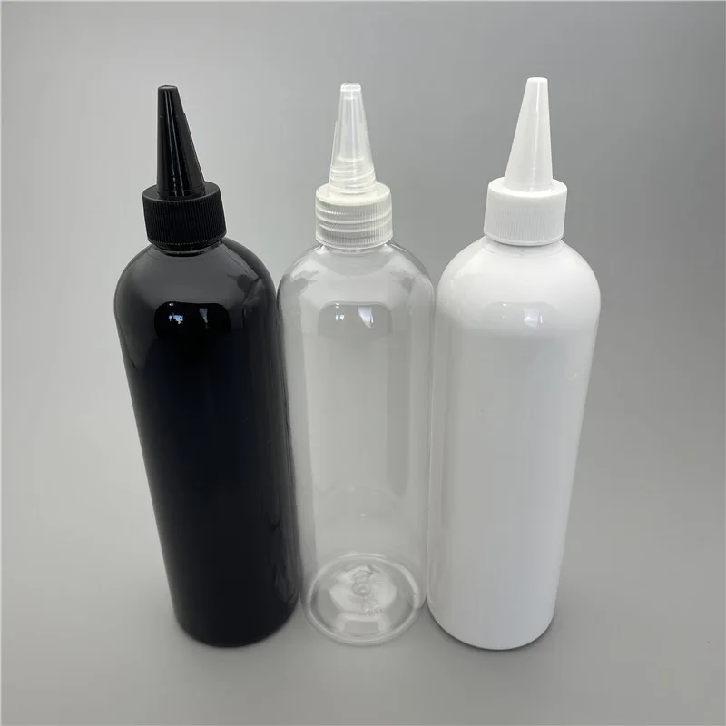 

400ML X 15 White Clear Black E liquid Plastic Container With Pointed Mouth Cap, Empty Pigment Round Shoulder Packaging Bottles