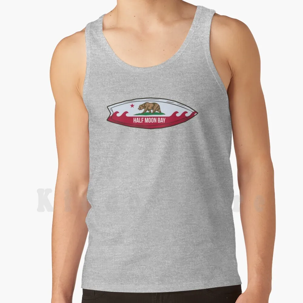Surfing Half Tank Tops Vest 100% Cotton Half Surf California Flag Surfing Surfboard Bear Flag Cali