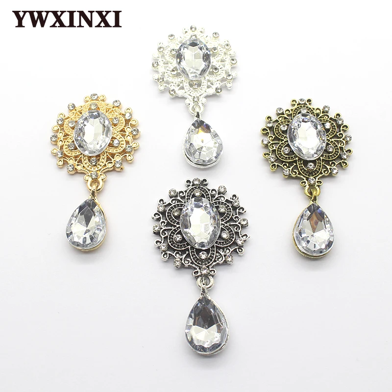 Delicate Shining Brooch 45*25mm 10pcs/set Crystal Accessories Fashion Gorgeous Wedding Invitation Holiday creative Decoration