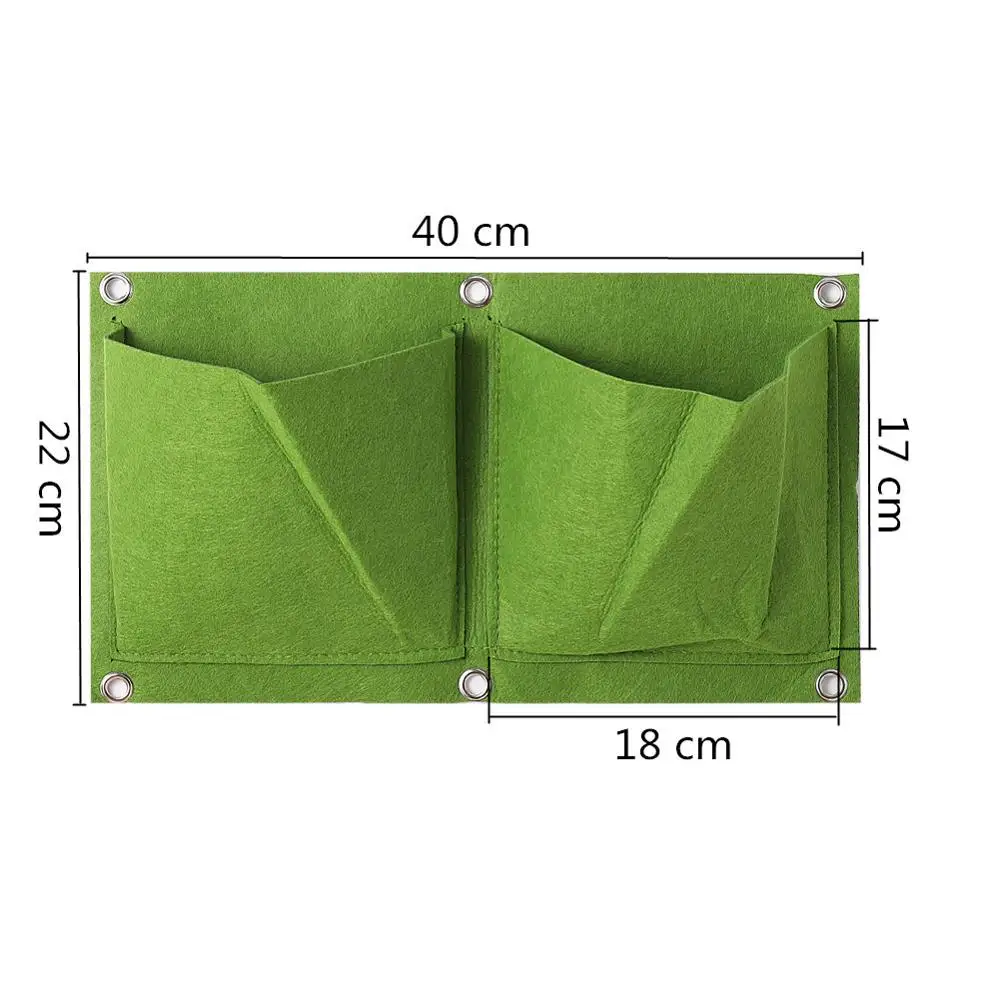 2 Pockets Green/Black Grow Bag Planter Vertical Garden Vegetable Living Garden Bag Home Supplies Wall Hanging Planting Bags 1Pc