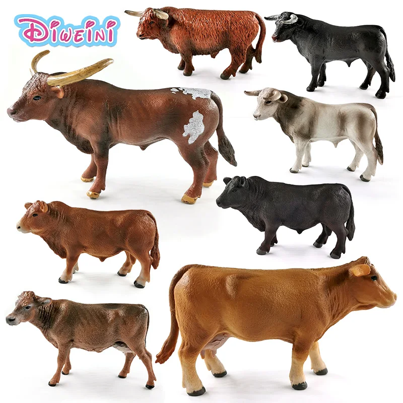 New Cow Cattle Ox Bull Simulation Farm Animal Model Action Figure Home Decor Boy girl Gift For Kids Educational Toy For Children