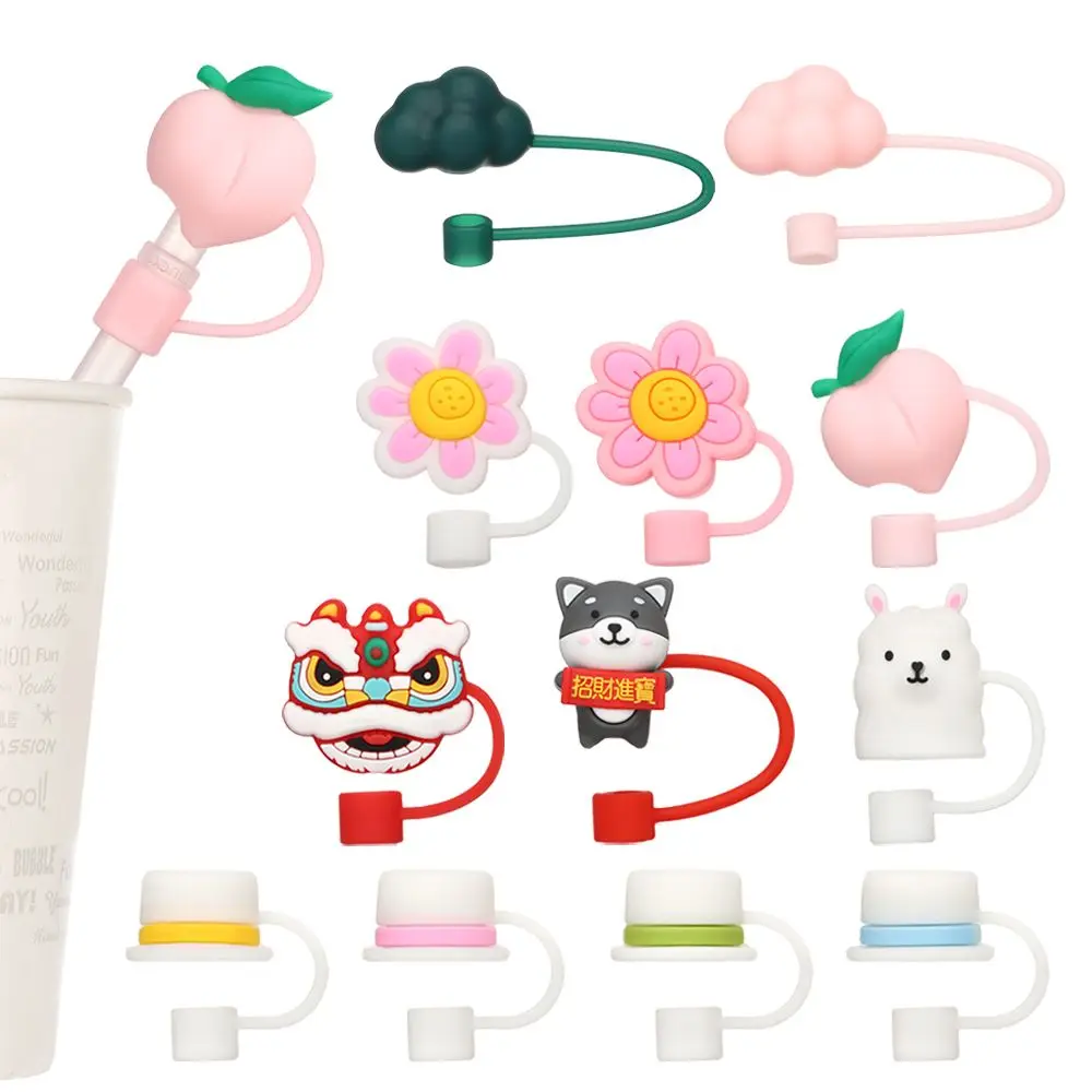 

Prevention Sealing Lids Peach Flower Silicone Dust-Proof Cap Drinkware Accessories Pipette Tip Cover Cartoon Straws Plugs