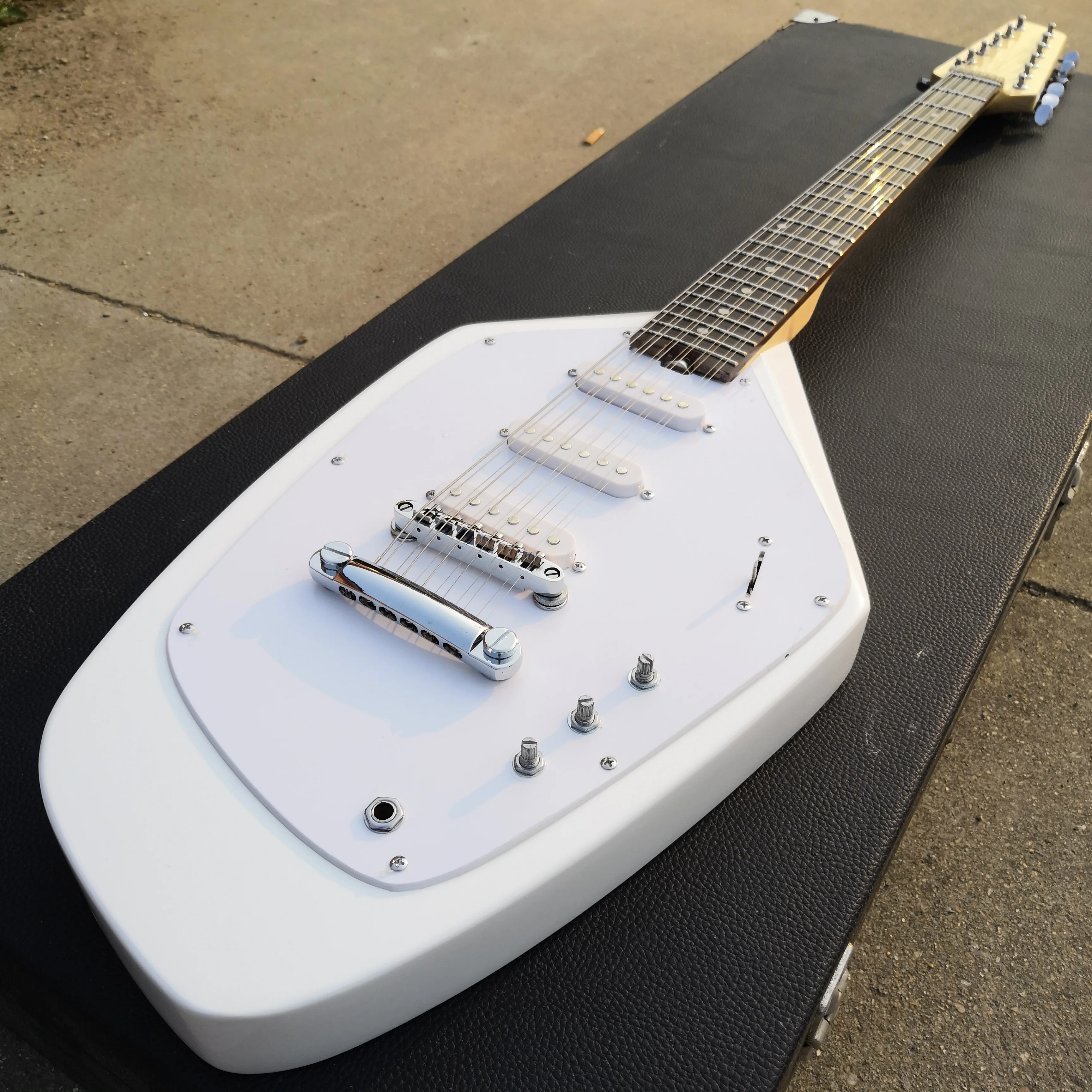 12 string irregular guitar, gemstone white color electric guitar free shipping