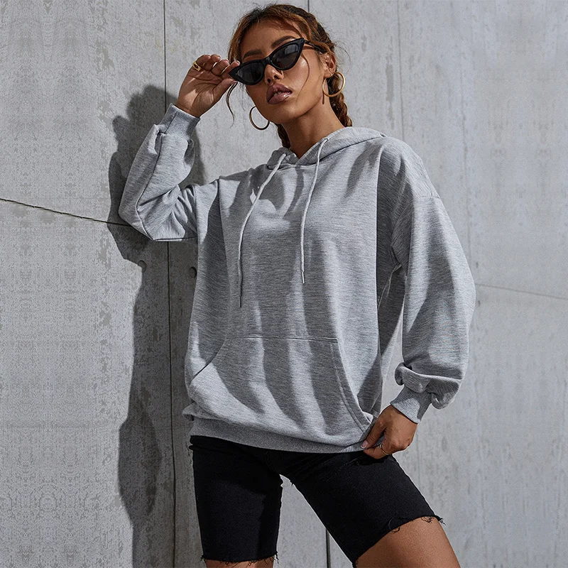 

New 2021 Autumn Winter Solid Women Hoodies Loose Pocket Long Sleeve Sweatshirt Pullover Hoodies Woman Clothes