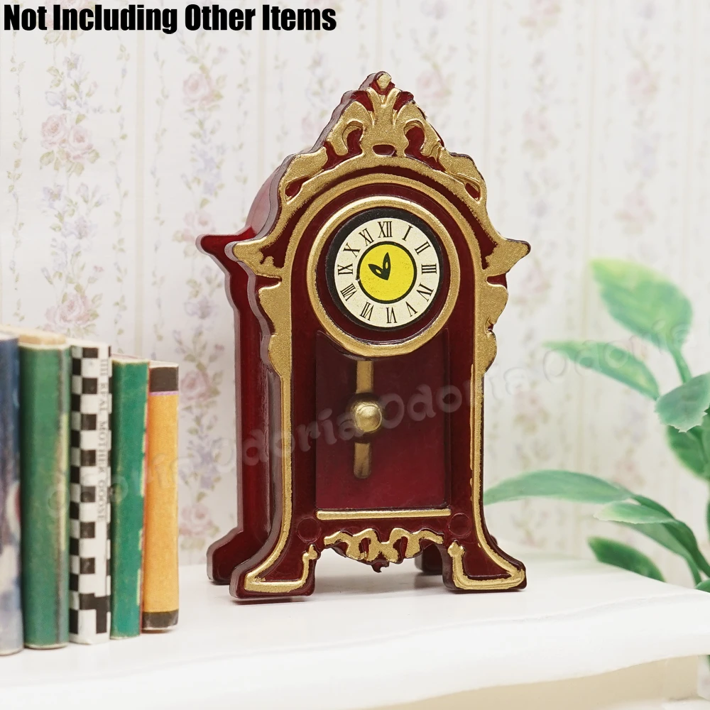 Odoria 1:12 Miniatur Vintage Tisch Pendeluhr Antike Standuhr Hause Möbel Modell Puppenhaus Zubehör Decor