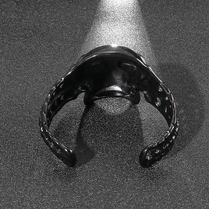 Mens Black Cuff Bangle Casting Skeleton Bracelet Stainless Steel Large Heavy 98g Jewelry