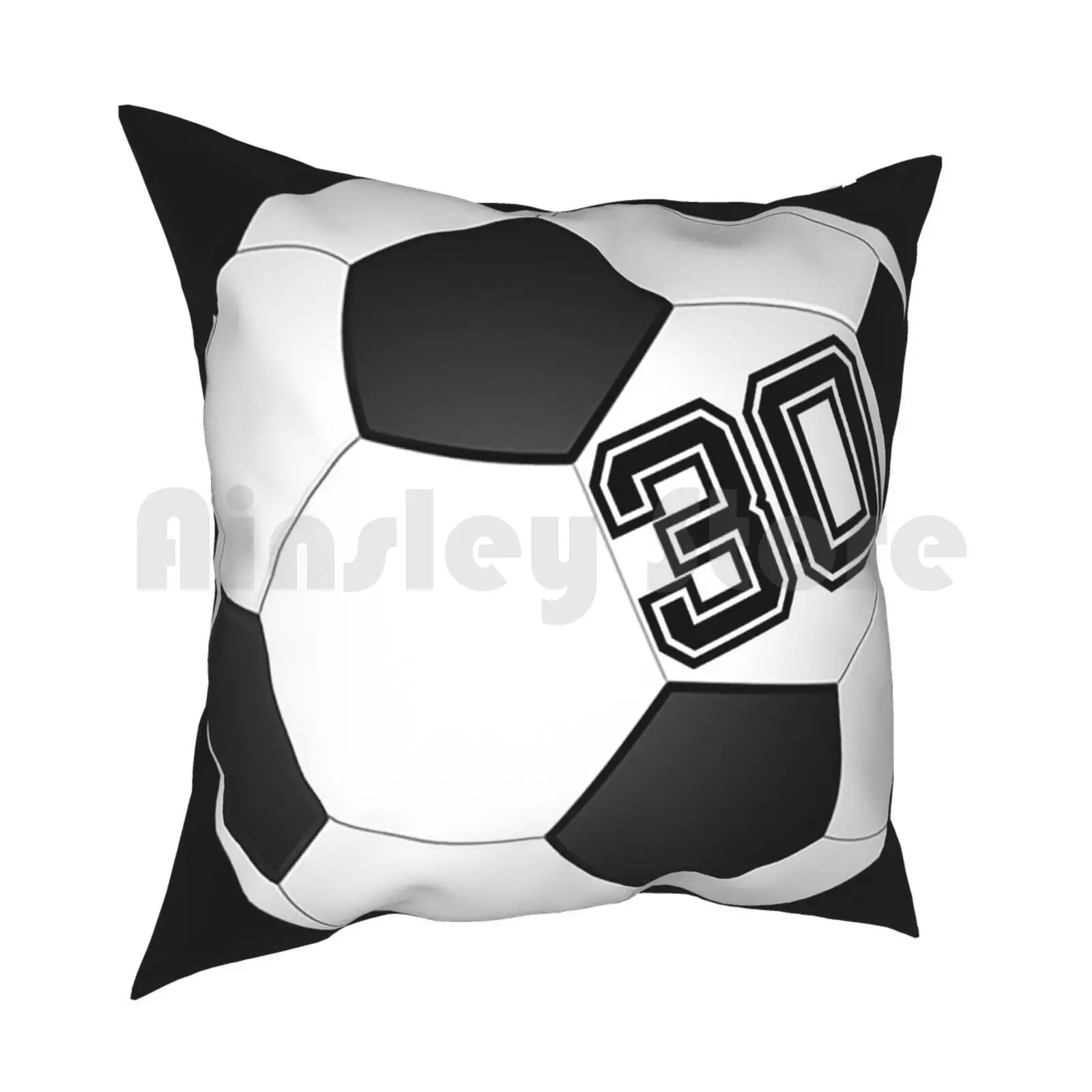 Football Soccer Player Jersey No 30 Back Number #30 Ball Sport Sticker Gift Pillow Case Printed Home Soft Throw Pillow