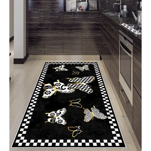 West Home Digital Printed Washable Non-Slip Leather Based Kitchen Rug