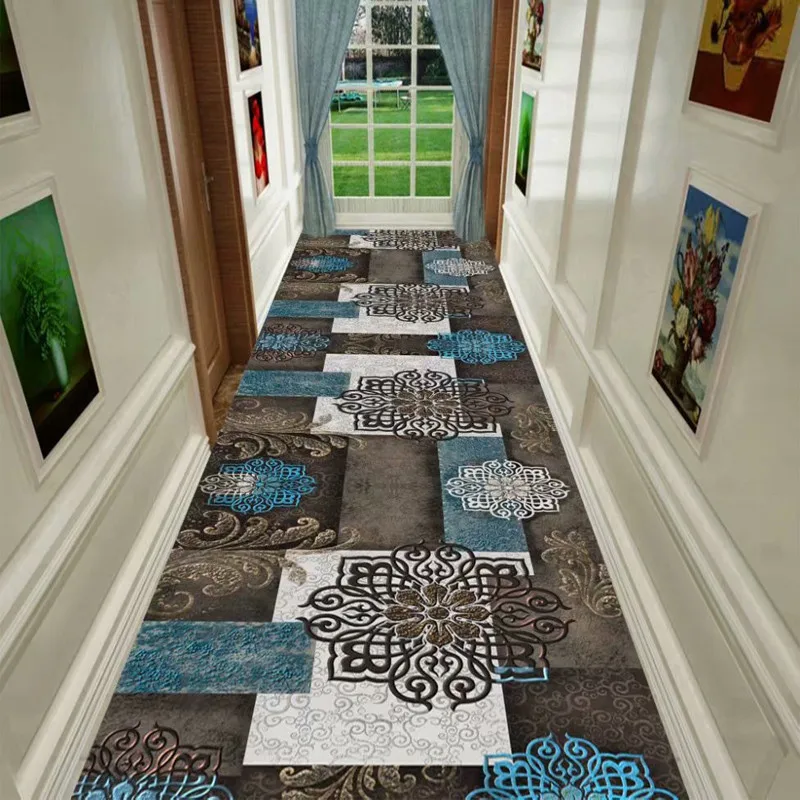 Long Carpet Bedroom Modern Home Ethnic Hallway Carpet Hotel Corridor Rug Anti-skid Aisle Mat Floor Kitchen Mat Entrance Rug