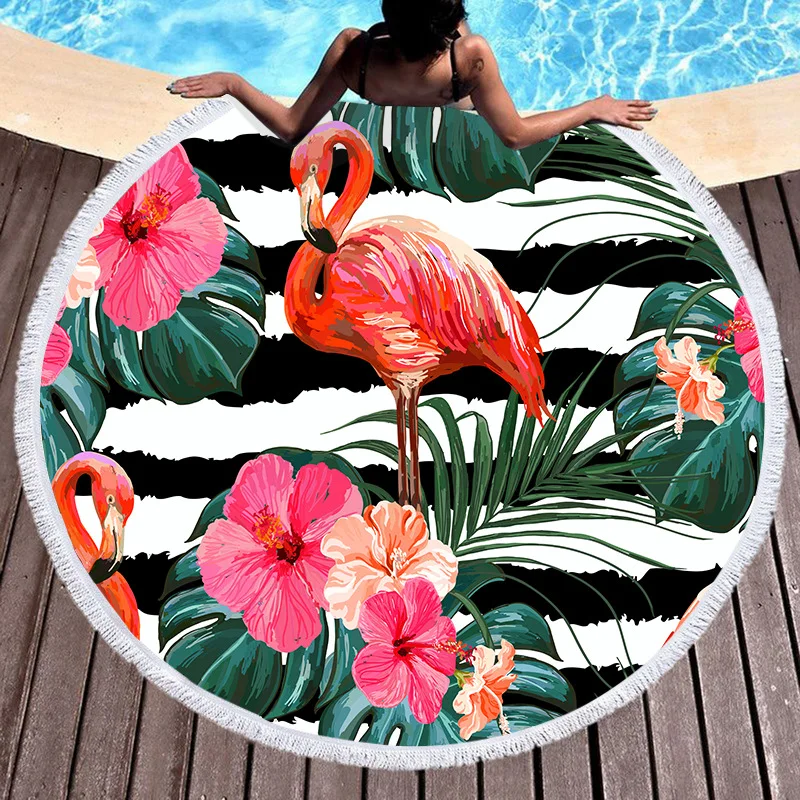 

Summer seaside microfiber towel round beach towel vacation travel beach towel flamingo sunbathing mat