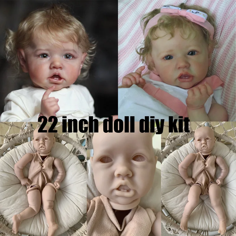 Reborn Kit 22 Inch Reborn Realistic Baby Vinyl Kit Saskia Unpainted Unfinished Unassemble Doll Part DIY Blank Doll Kit Drop Ship