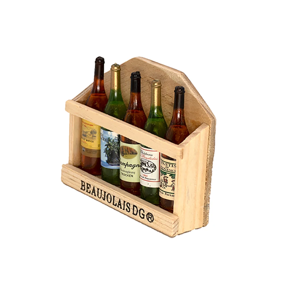 Minijuego de botellas de vino para casa de muñecas, accesorios en miniatura con caja, modelo de bebidas de simulación, juguetes para Decoración de casa de muñecas, 1/12