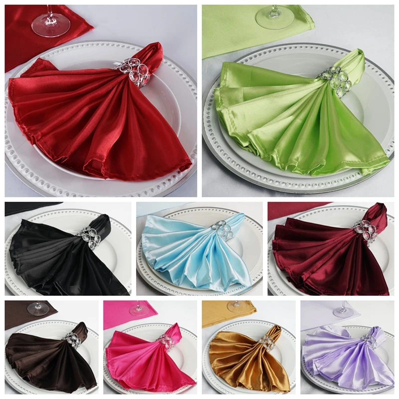 

25pcs Table Napkins Cloth Square Satin Fabric Napkin For Wedding Event Banquet Decoration