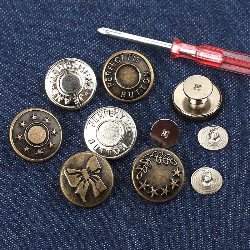 10Pcs Jeans Button Waist Adjustment Buttons Snap Fastener  Buttons ,For Jeans  Free Nail Twist Sewing Buttons