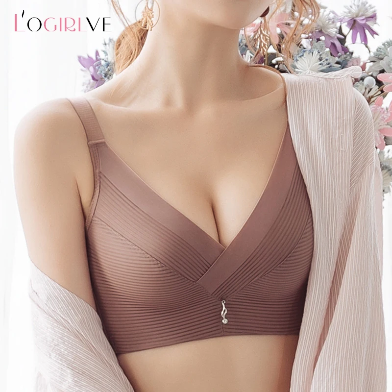 Logirlve Solid Seamless Women Underwear Push Up Bra Breathable Large Size Bras Female Lingerie Sexy Wireless Bras Comfortable bh