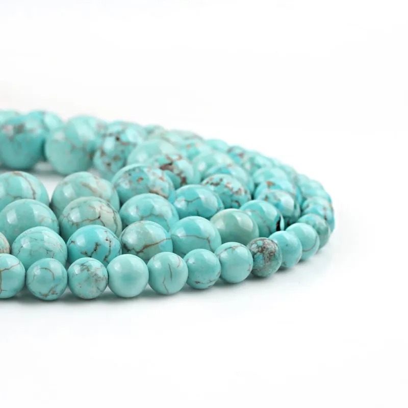 2/3/4/6/8/10/Tự Nhiên 12 Mịn Turquoises Hạt Đá Tròn rời Hạt Tự Làm Trang Sức Làm Bracelet15"