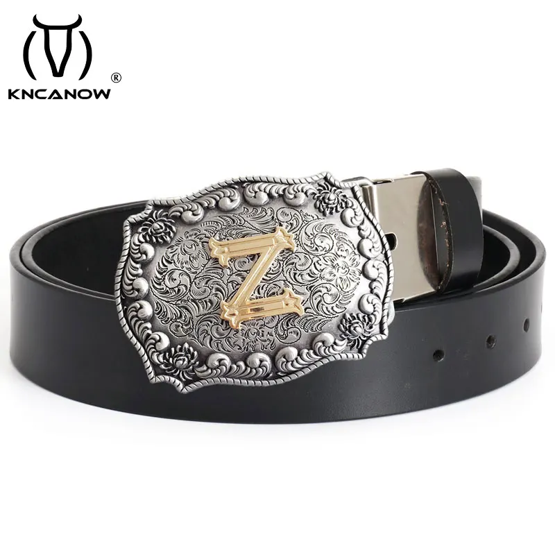 

100% Real Genuine Leather 3.8cm Wide Cowhide Belt Z Punk Rock Buckle Strap Designer Belts Men High Quality Cinto Masculino Couro