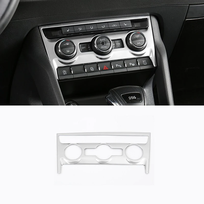 

For Skoda Karoq 2017 2018 Stainless steel black/blue/Matte Car Air Condition Knob Switch Panel Cover Trim accessories 2pcs